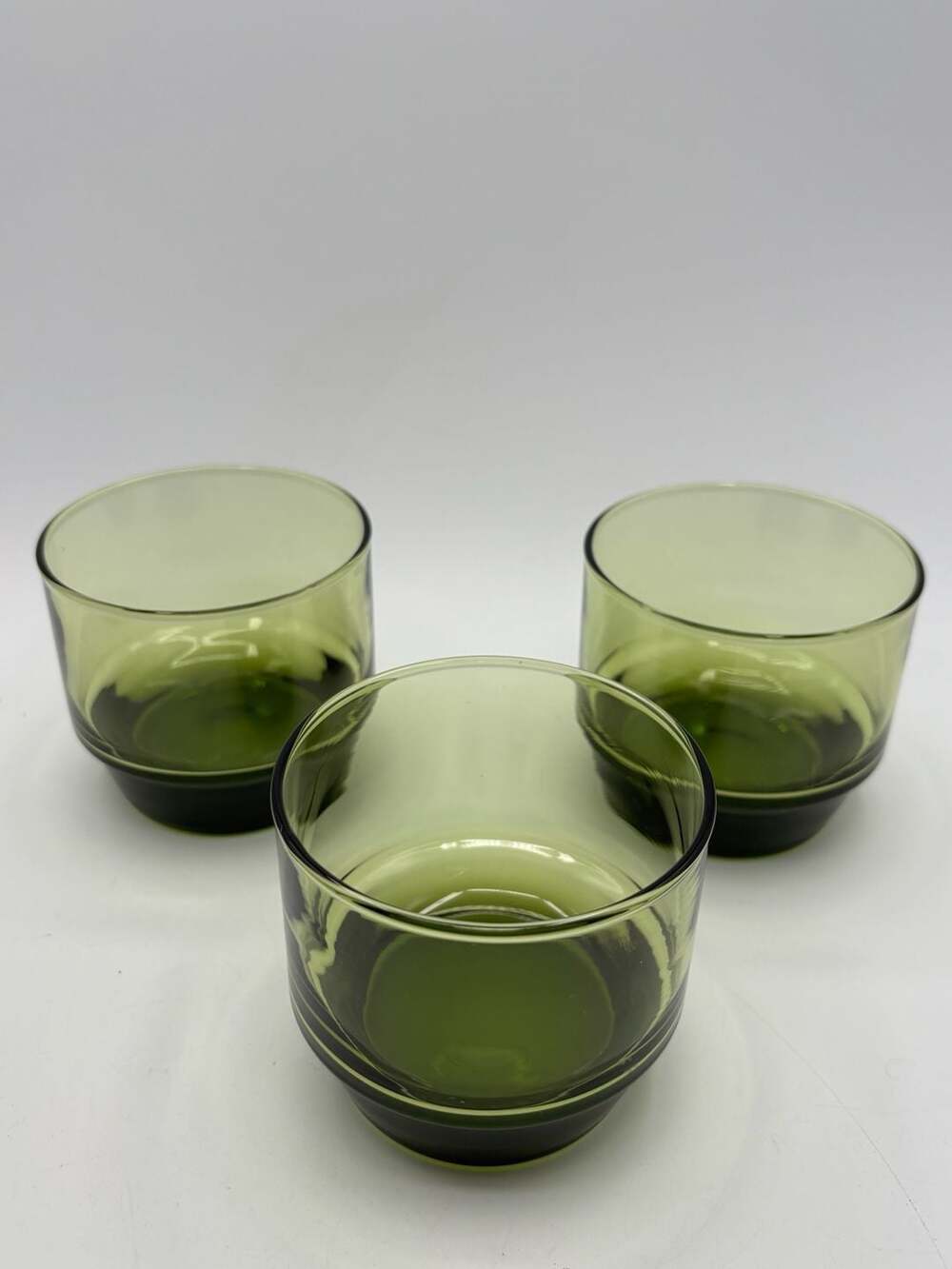 Vintage Mid-Century Modern Avocado Green Libbey glasses, Set of 3